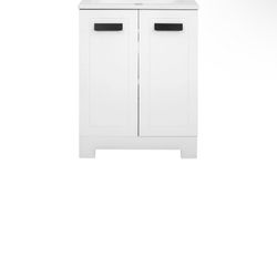 24" Bathroom Vanity Set Cabinet With Built-in Counter Basin Sink Free Standing