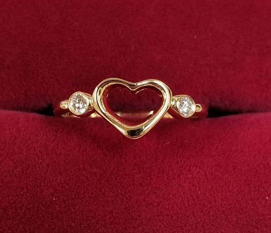 Vintage Tiffany & Co Elsa Peretti 18k Gold Open Heart Diamond Ring