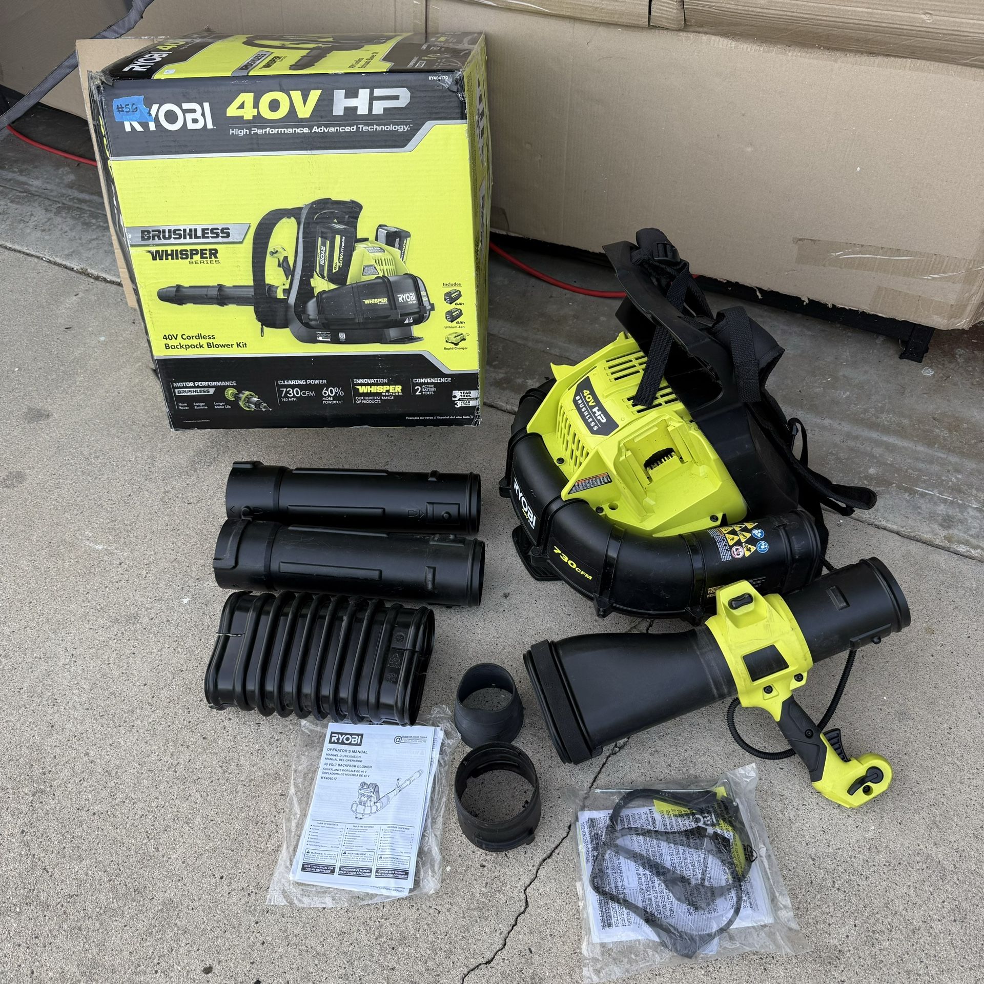 RYOBI 40V HP Brushless Whisper Series 165 MPH 730 CFM Cordless Battery Backpack Blower (Tool Only)