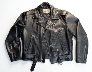 Vintage Sears Leather Shop Motorcycle Jacket Men's Size 46 Tall 70’s MADE IN USA