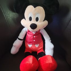 Disney Valentine's Just Play Mickey Mouse Plush Red Hearts Vest Tie 