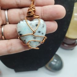 Handmade Necklace Artisan kiwi jasper stone pendant Necklace