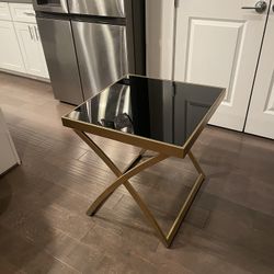 Square Gold And Black End Table