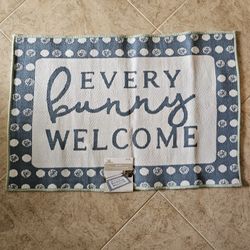 Every Bunny Welcome Easter Reversible Accent Rug NEW