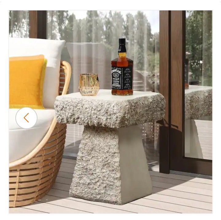 15.2 in. Off White Rock Cement Side Table