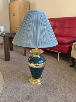 Vintage 1990's Green & Gold-Tone Table Lamp – Vase-Style
