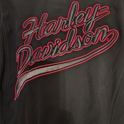 Ladies Harley Davidson black & pink fleece lined jacket size XL