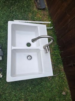 lKEA fireclay double sink