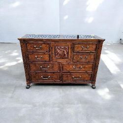 American Signature Furniture Solid Wood 10 Drawer Dresser with Black Marble Slab Tops 