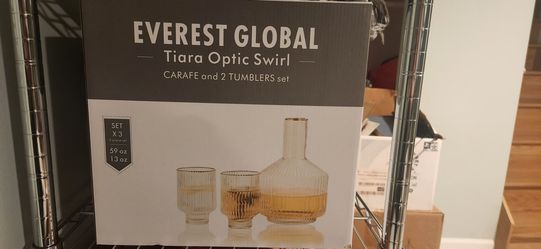 Evereset Global Tiara Optic Swirl Carafe & Tumbler Set –
Stunning Glassware Bundle