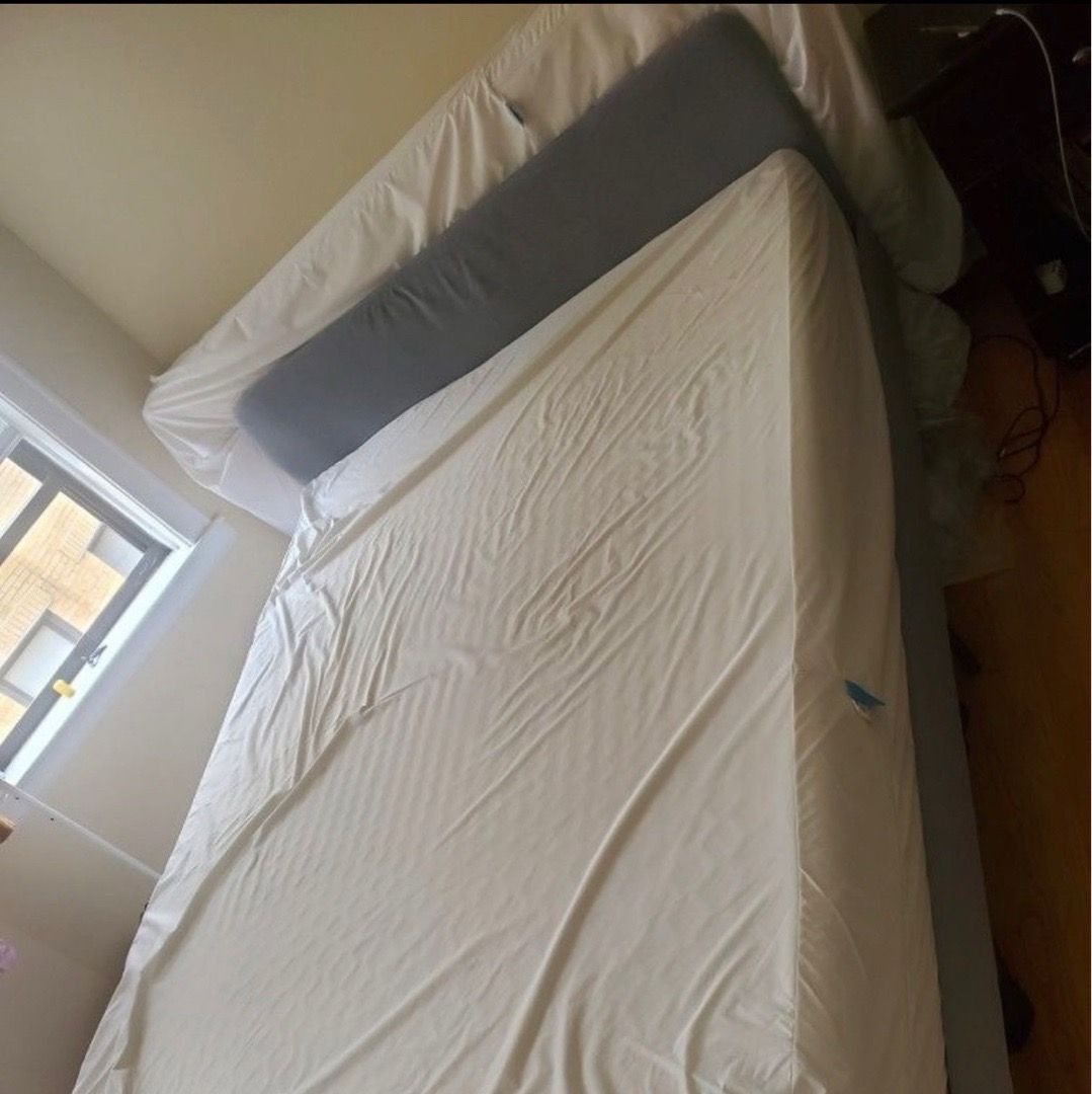 Queen bed with Ikea bedframe