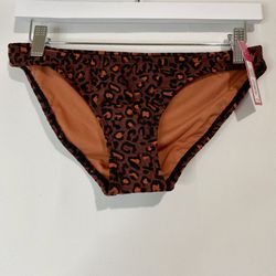 Xhilaration Women’s Hipster Bikini Swim Bottom Maroon Animal Print NWT