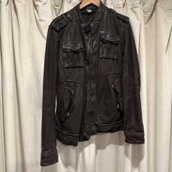DIESEL Leather Jacket Men Medium