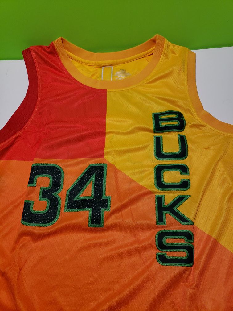 NBA Milwaukee Bucks 34 Giannis Antetokounmpo Jersey Size L 50