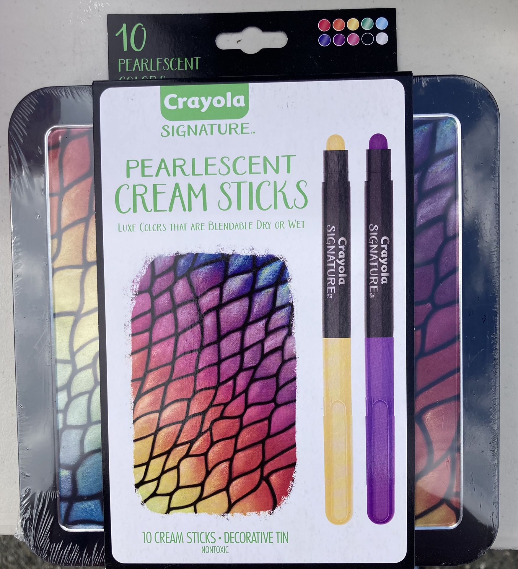 Crayola - 10 Crayola Signature Pearlescent Cream Sticks (Luxe Colors) New