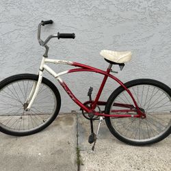 Huffy Beach Cruiser Bike – Adult 26” – Red & Cream