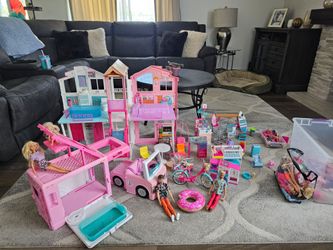 Large Barbie Toy Collection with Playsets and Dolls
