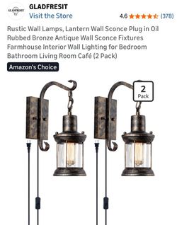 New 2 Pack Rustic Wall Lamps