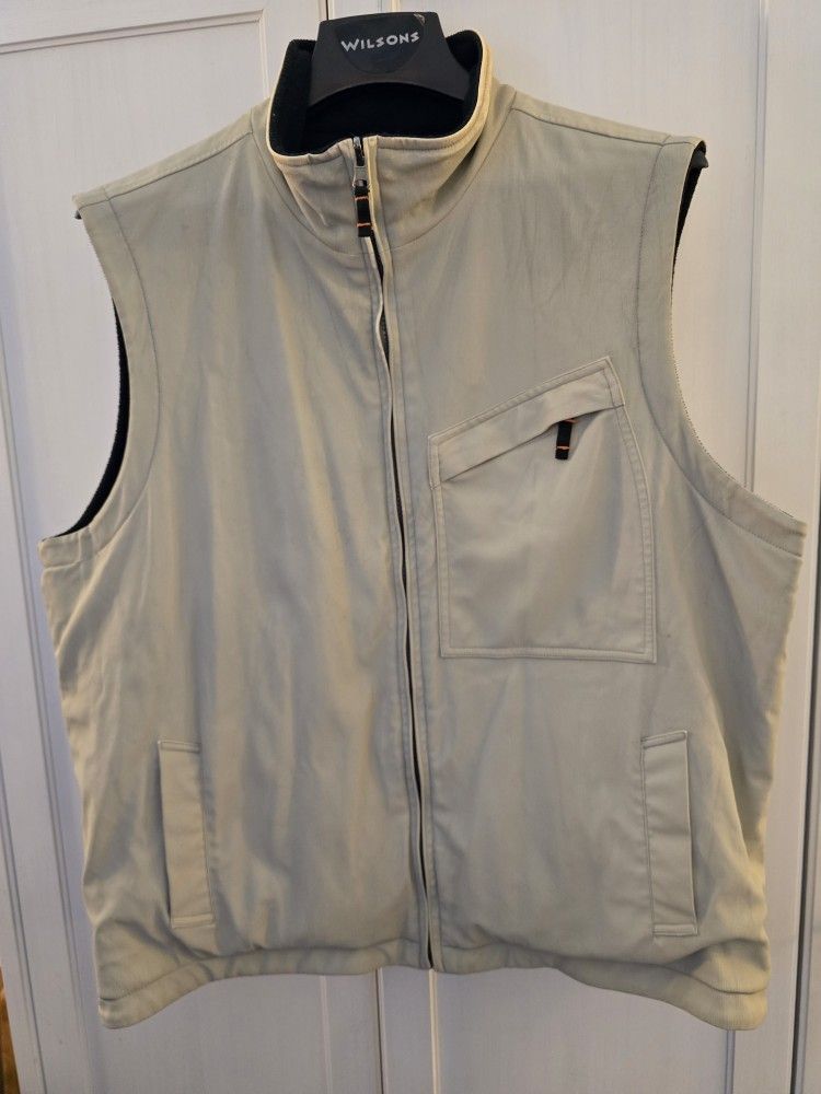Men's XL Vest Reversable Van Heusen Beige / black
