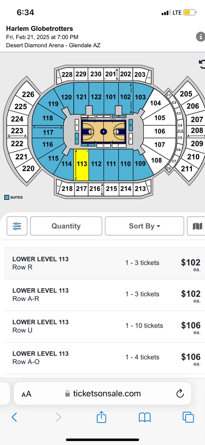 2 Tikets For Harlem Globetrotters Friday 21 Section 113