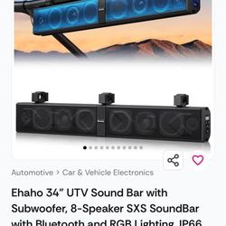 Ehaho 34" UTV Sound Bar with Subwoofer - Bluetooth, RGB, Waterproof