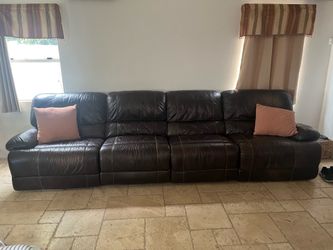 Brown leather couch