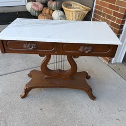 Harp Entryway Table With Marble Top