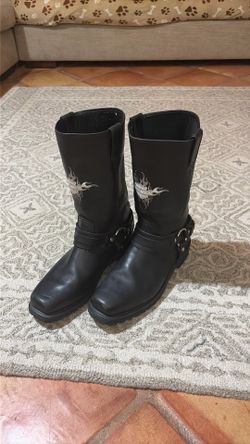 Harley-Davidson black leather harness biker boots