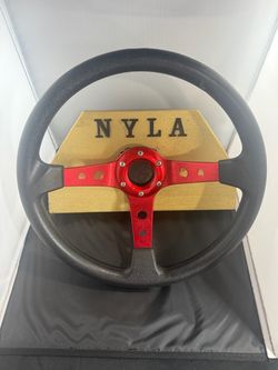 13 inch Racing Steering Wheel Deep Dish 6 Bolt PU Leather Garage Mancave Decor