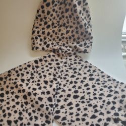 Fleece Beanie Animal Print Scarf and Hat Set Hand Crafted Adult sz