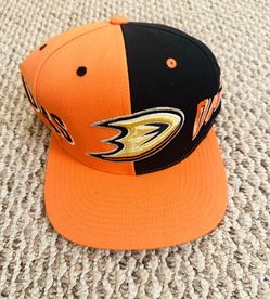 Anaheim Ducks Mitchell & Ness Vintage Split-Color Snapback Hat Adjustable 