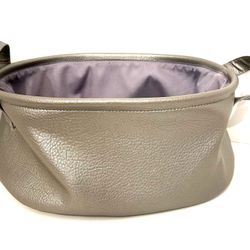 Decorative Faux Leather Basket Catchall Organizer Grey - 6x13x10.5”