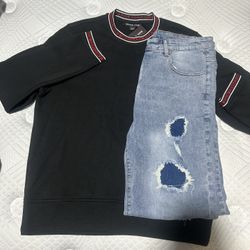 Michael korse Sweat Shirt And Unbranded Ripped Jeans