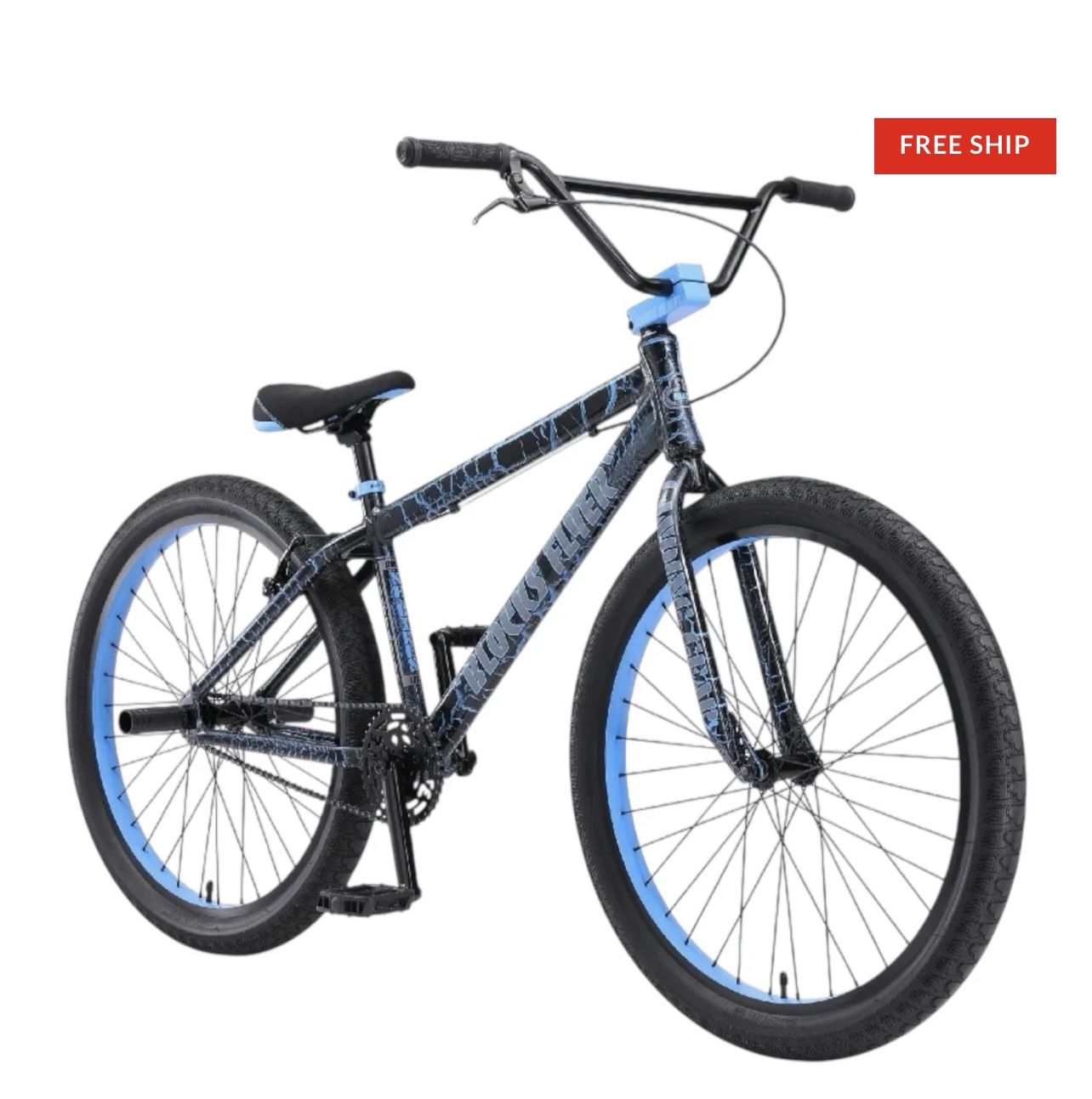 New 2026!! SE Bikes Blocks Flyer 26" BMX Bike Blue Crackle