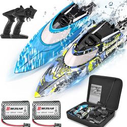 BEZGAR RC Boat, 2 Packs 12 inch Fast Speed RC Boat 30 KPH with A Portable Suitcase TX2P1