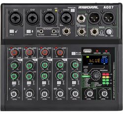 USB interface Audio 7 Channel Mixer With Effects 88 Dsp Digital DJ Mixing Board Bluetooth Music Player 48v Line For Condenser Mic Audio Mixer to PC/Ph