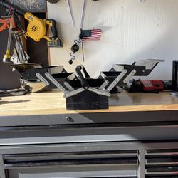 Black metal tool box with handle 