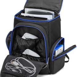 Trunab Gaming Console Backpack Compatible with Playstation 5 / PS5 Slim / PS4 / Xbox One, Travel Carrying Bag w/Multiple Pockets for 15.6” Laptop<——- 