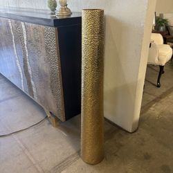 42-Inch Textured Gold-Tone Metal Floor Vase