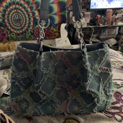 Distressed Denim Multicolor Purse