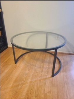 Round Bronze Lightweight Metal and Glass Coffee Sofa Table