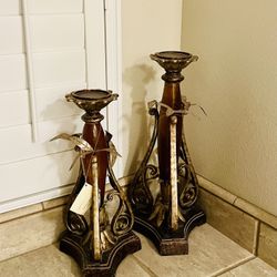  2 Decorative Candle Stands 