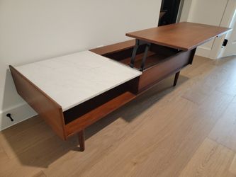 West Elm Lift Top Coffee Table w/ marble and walnut