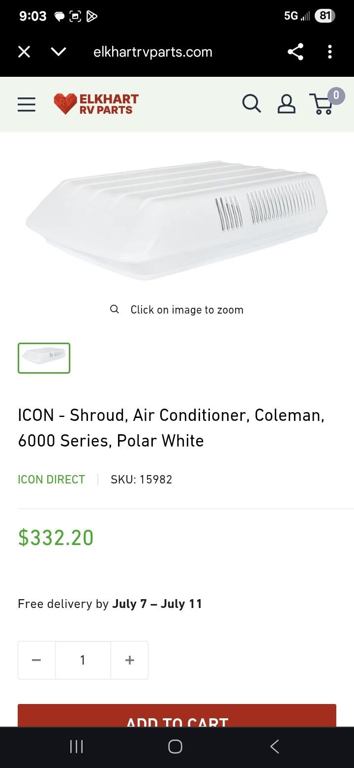 Coleman Polar White Ac Shroud RV