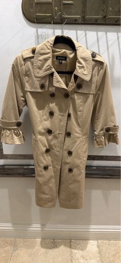 Bebe Khaki Double-Breasted Trench Coat-Size Small