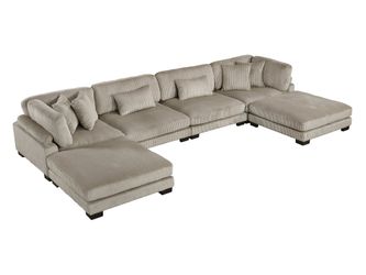 Traverse Taupe 6-Piece Modular Sectional with Ottomans