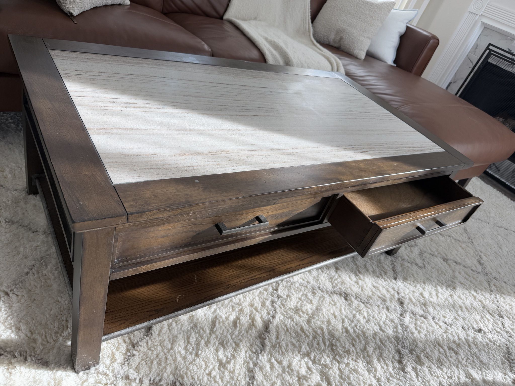 Marble Top Wood Coffee Table (Havertys)