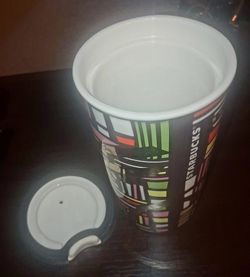 Starbucks Multicolor Geometric Travel Tumbler Cup W/ Lid NEW