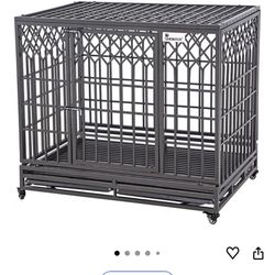 42” inch dark silver dog crate w fancy design