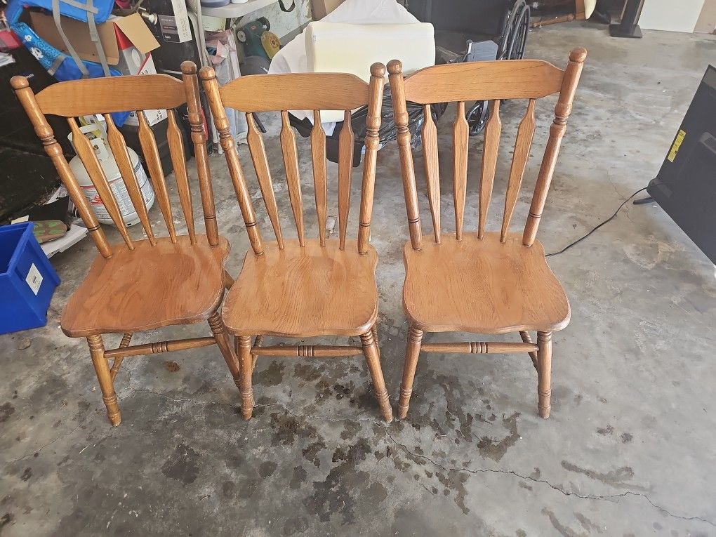 3 Real Oak Dining Chairs Made In 1995
